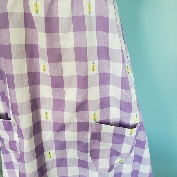 1970s purple gingham dress - Picture 3 of 6